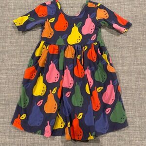 Hanna Andersson Kids Pear Print Skater Dress Navy Blue Multi Color Size 100 US 4